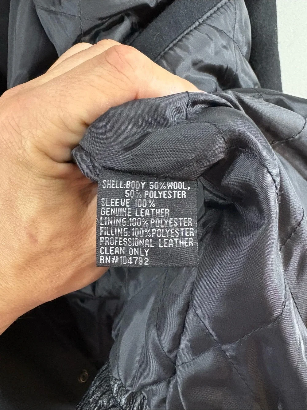 Usa Leather Men Bomber Jacket Leather Wool Logo Dmos5 Black Size 2XL Varsity
